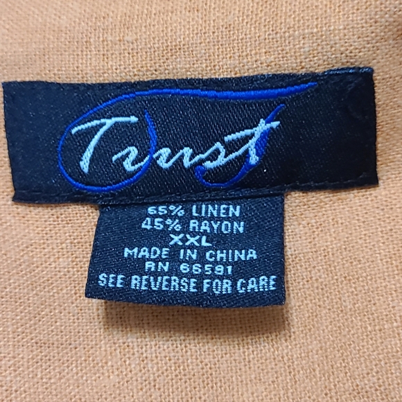 Trust Men's Short Sleeve Button Down Shirt, Size XXL, Color: Orange - Picture 6 of 10